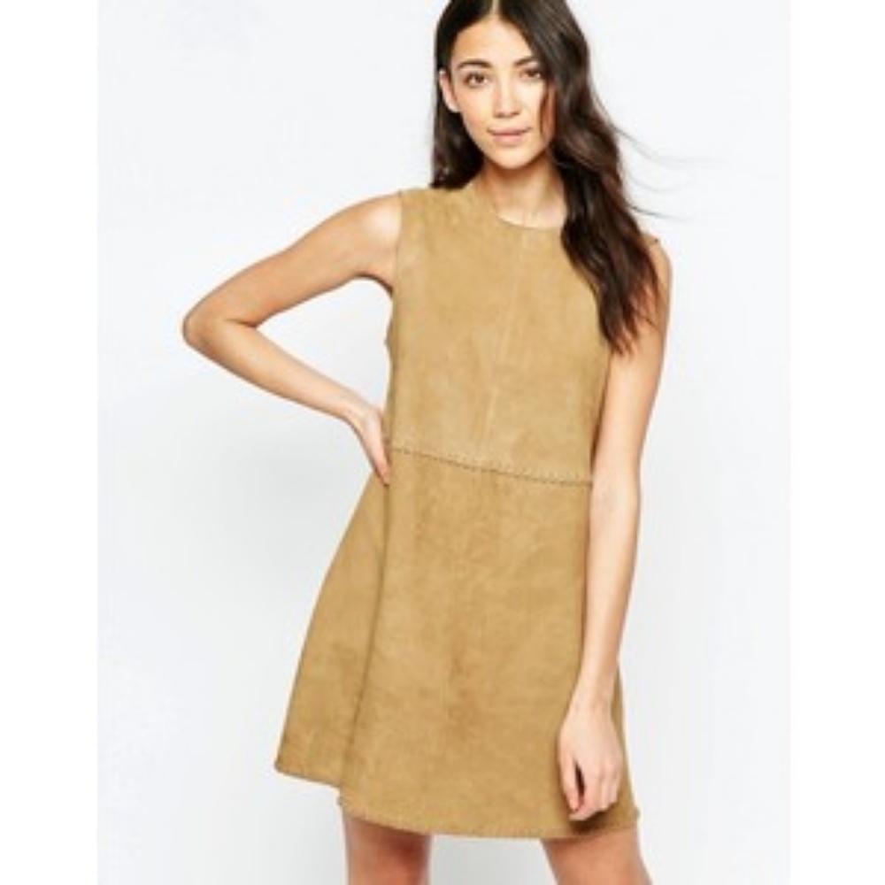 muubaa brown leather shift dress